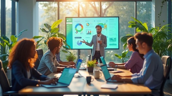 Modern office collaboration scene