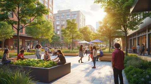 Vibrant urban public space.